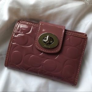 Mauve Patent Leather Coach Wallet